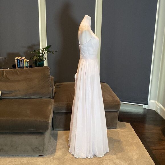 Women’s Elegant White Chiffon Full Length Dress CorsetBack Leg Slit Size 2 *READ - Picture 4 of 12